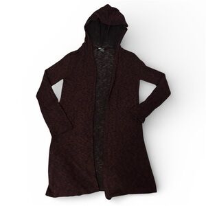 Vintage Y2K Wet Seal Hooded Open Front Slub Duster Cardigan XS/S Dark Purple/Red